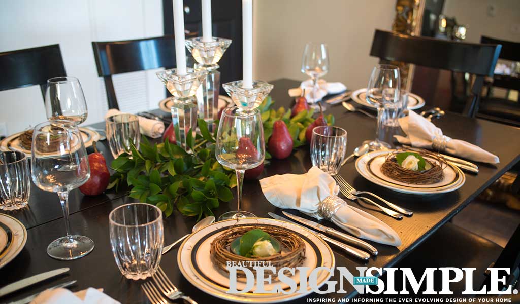 Holiday Table from Beautiful Design Made Simple and Carpet One table setting